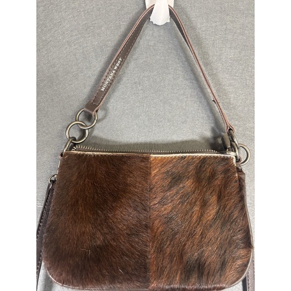 Montana West Crossbody Bag Womens Brown Genuine Leather Hair-On Hide Western - Picture 2 of 16